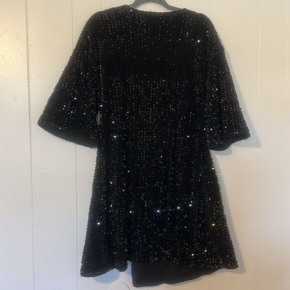 BOOHOO Plus Black Sequin Twist Front Mini Dress size 12 - Picture 9 of 9